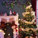 Árbol de Navidad artificial Aigostar de 180 cm con luces LED encendidas