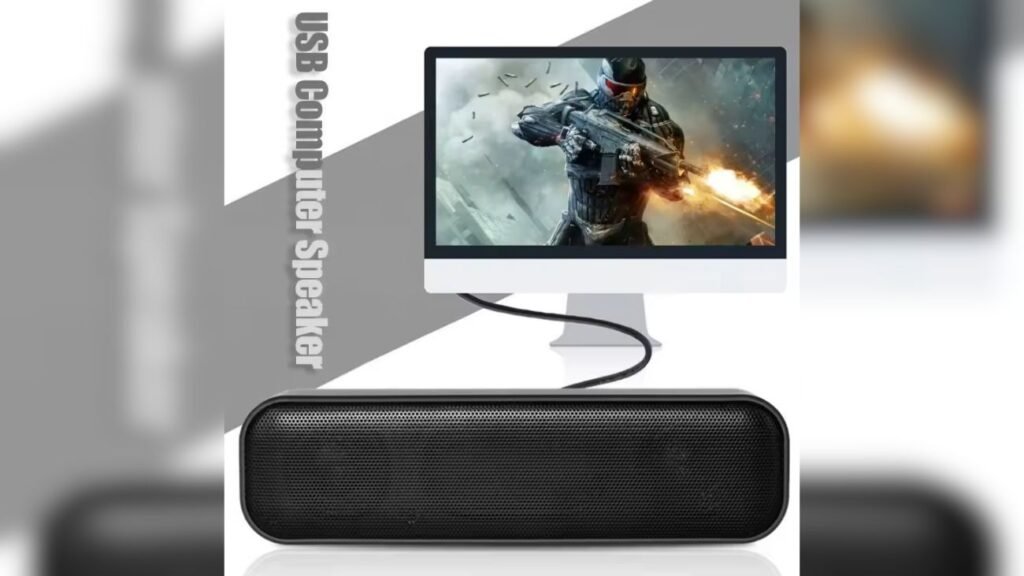 Barra de sonido USB económica de AliExpress conectada a ordenador para juegos y películas
