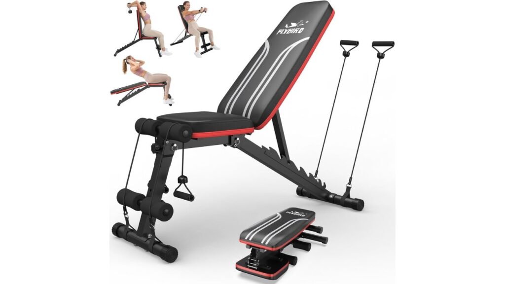 Banco plegable FLYBIRD como base para crear un gimnasio en casa